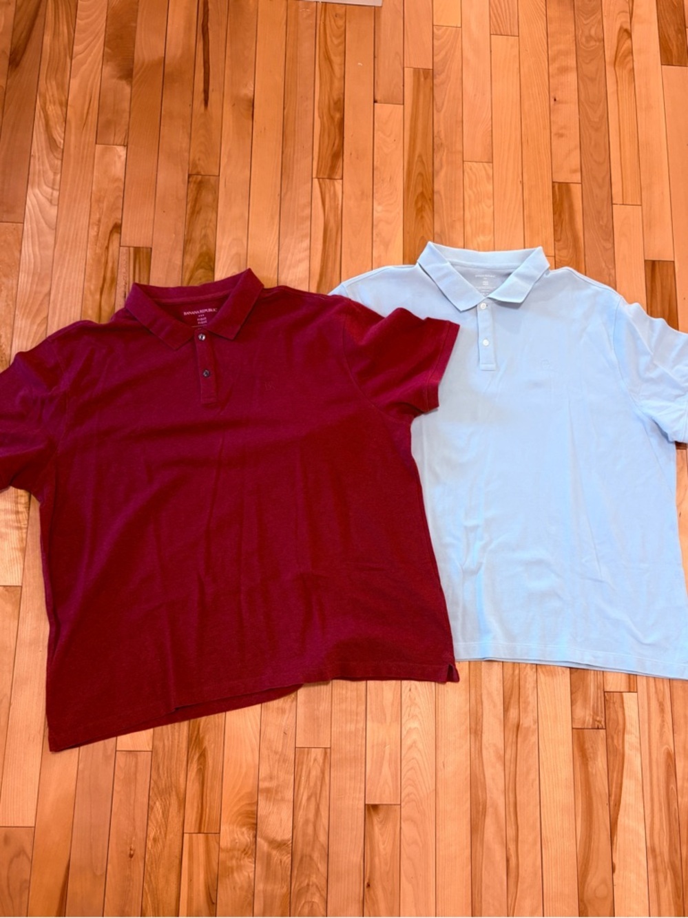Banana Republic Mens XXL Pique Polo Shirts lot of 2 Blue & Red 100% Cotton